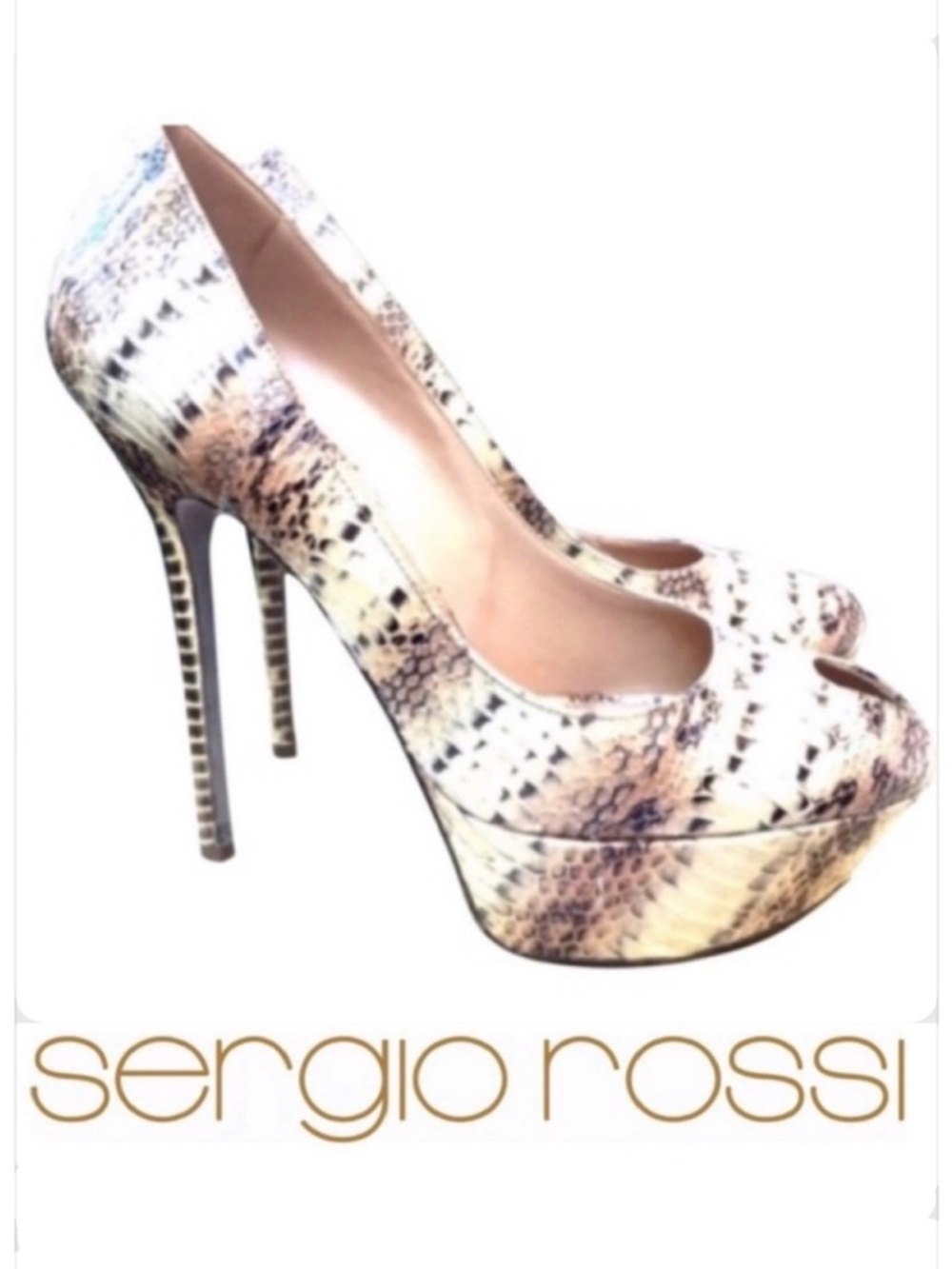 SERGIO ROSSI Python Peep Toe Pumps 39